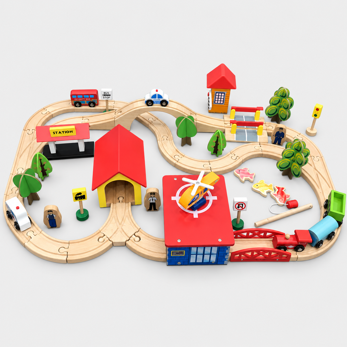 Wooden City Train Set
