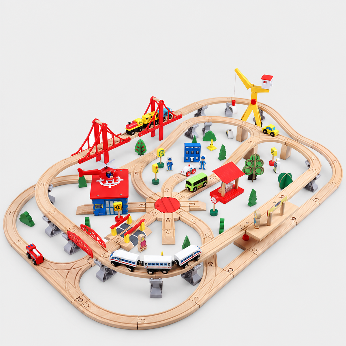 Wooden City Train Set