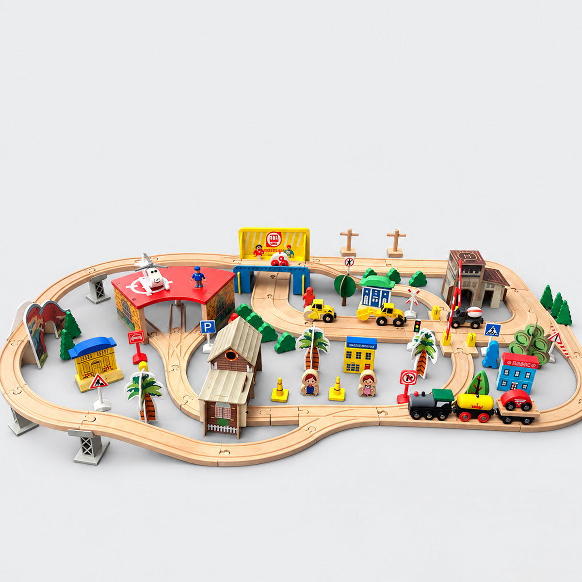 Wooden City Train Set