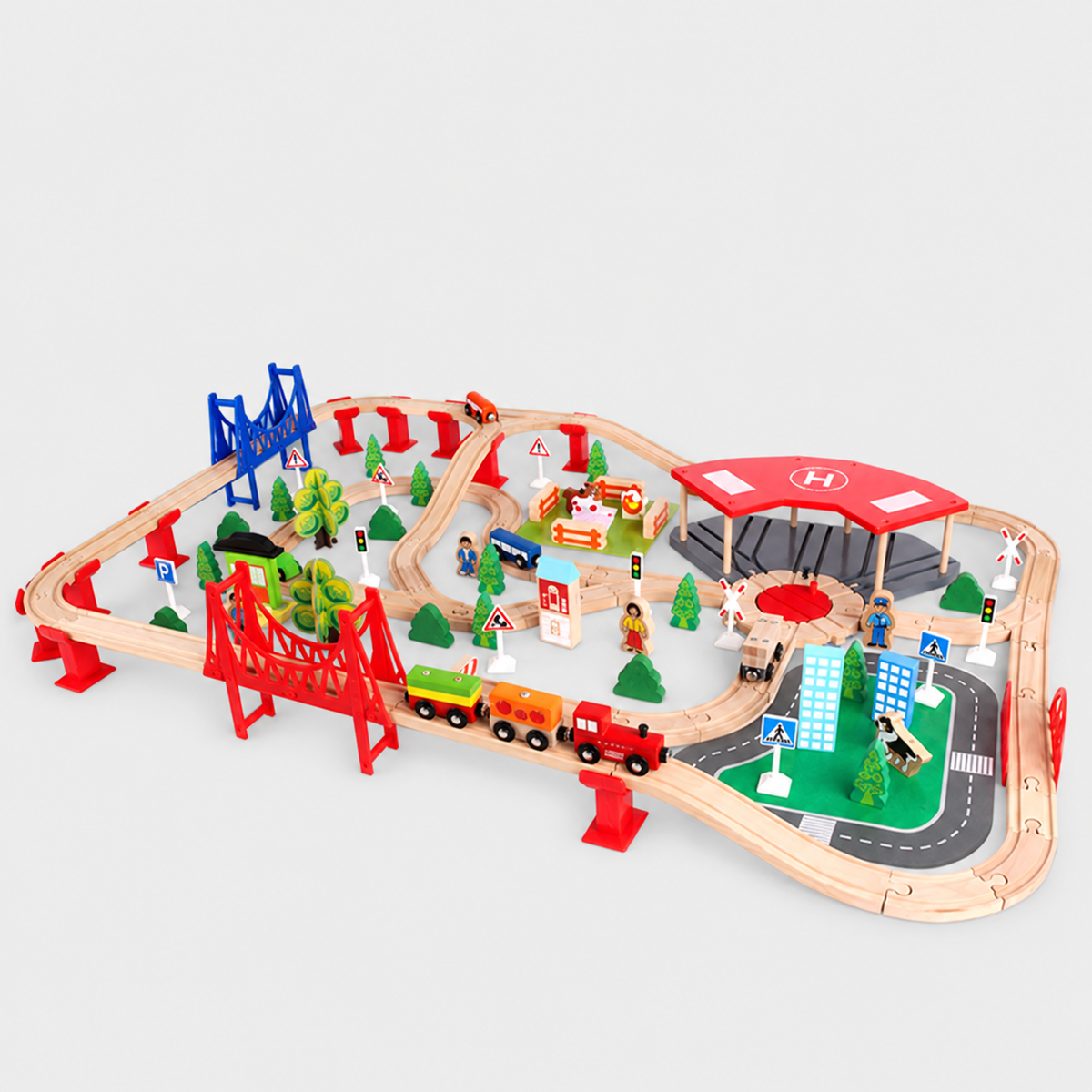 Wooden City Train Set