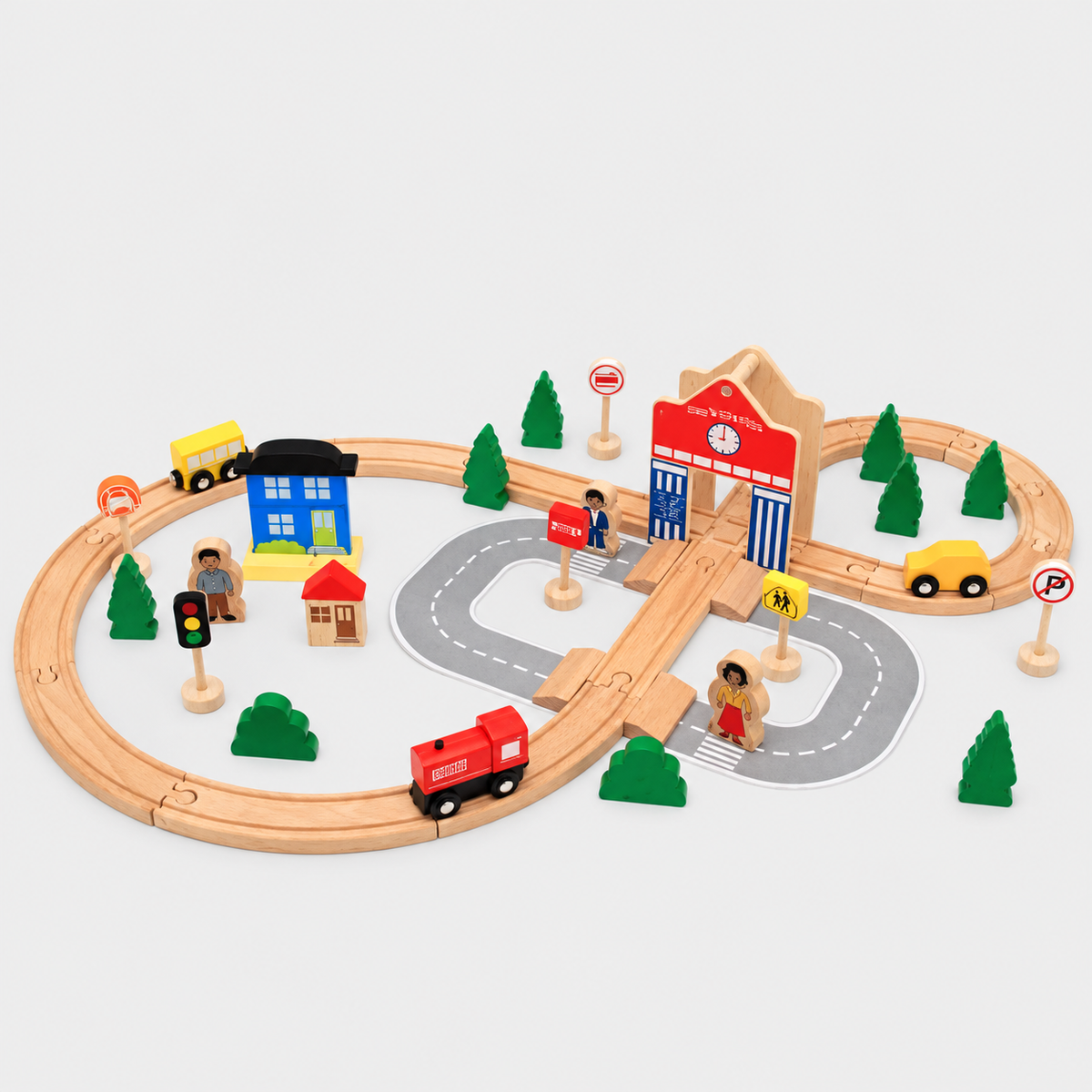 Wooden City Train Set