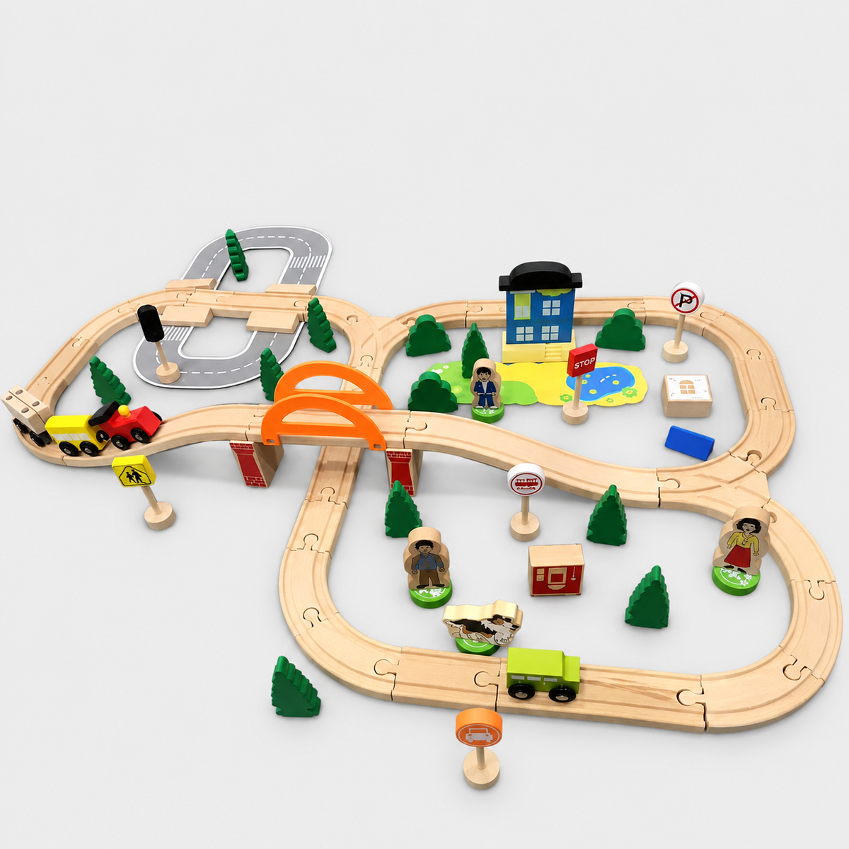 Wooden City Train Set