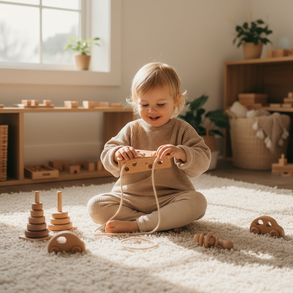 Wooden Cheese Lacing Toy