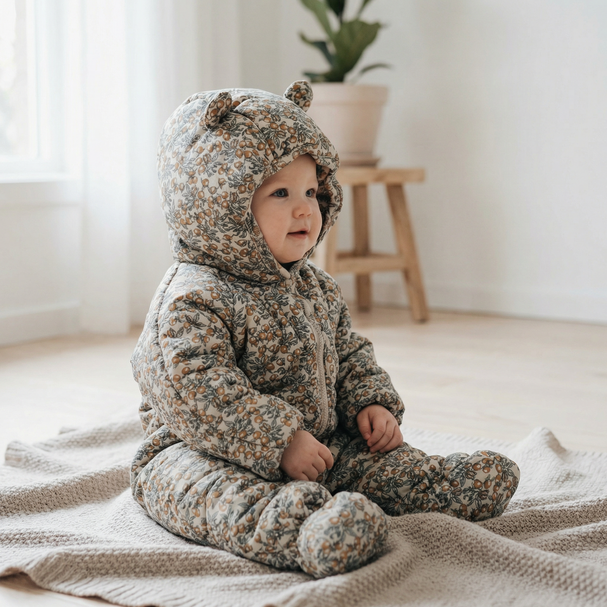 Nordic Print Hooded Romper
