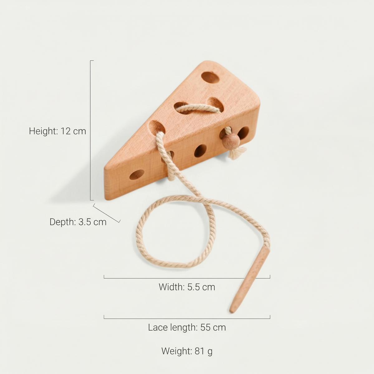 Wooden Cheese Lacing Toy